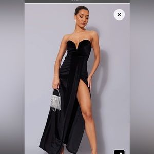 Pretty little thing velvet high slit dress